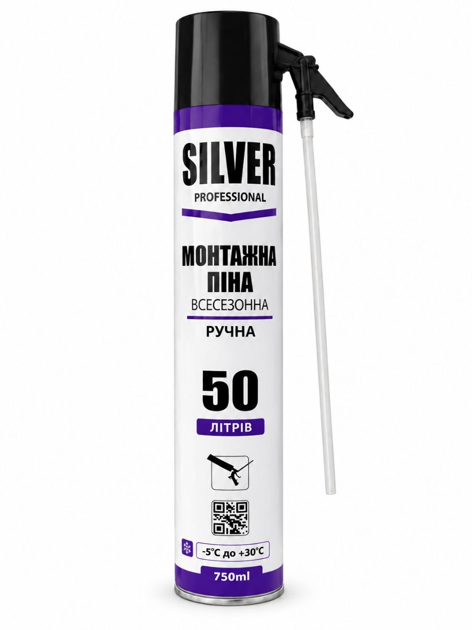 Піна монтажна SILVER 50 з трубочкою 750 мл